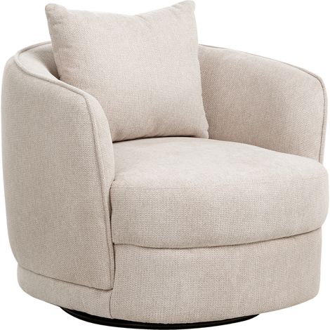 Sillón retro glamuroso respaldo redondo de poliéster giratorio con cojín beige claro Andalen