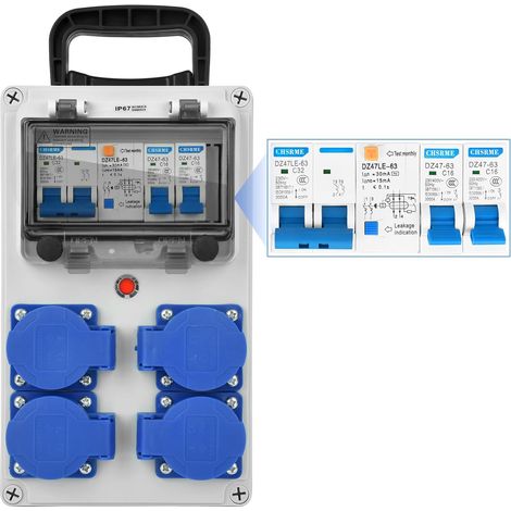Coffret Électrique de Chantier 230 V Coffret Chantier Répartiteur Mural avec Disjoncteur répartiteur de courant 16 A IP67 Distributeur de Courant Électrique avec Disjoncteur coffret chantier (1/5)