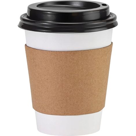 Gobelets en papier blancs de 250 ml (100 unités) + couvercles (100 unités) + bande thermique (100 unités) (1/5)