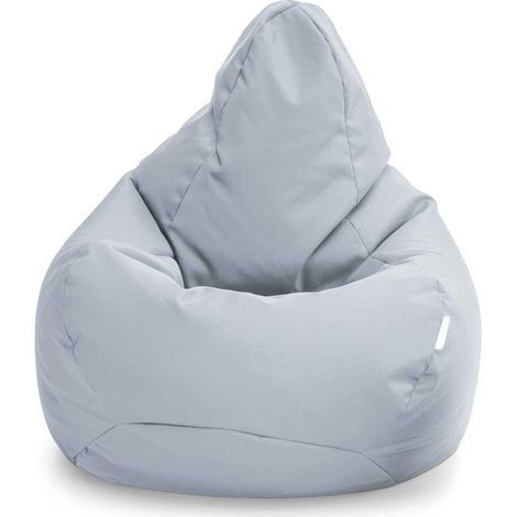 Loft 25 - Pouf poltrona a sacco per soggiorno, Pouf poltrona con schienale alto per il gioco, Pouf a sacco resistente all'acqua per interni ed esterni, pouf da gioco - Grigio (Pouf Sacco)