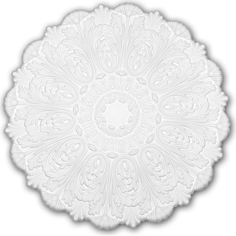 Rosace 156055 Profhome Élement décorative Élement pour plafond style Rococo-Baroque blanc Ø 75,2 cm