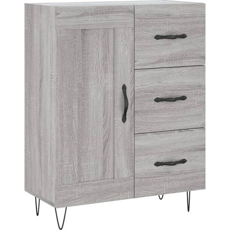 Credenza cassettiera mobile contenitore organizer cucina soggiorno salotto sonoma 695 x 34 x 90 cm legno ingegnerizzato grigio 020036485