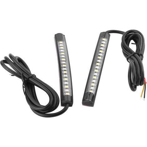 par de tiras de luces traseras LED flexibles de 17 SMD para motocicleta y automóvil con indicador de freno, parada e intermitente. (1/5)