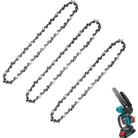 Lot de 3 mini chaînes de tronçonneuse de 30,5 cm de rechange pour tronçonneuses portatives sans fil, petite lame de tronçonneuse à faible rebond pour la taille des arbres et la coupe du bois (45
