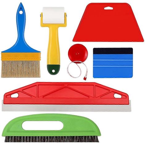 Outil de raclage pour film, outil de lissage de papier peint, pinceau pour la pose de papier peint, kit d'outils pour peintre et peintre d'autocollants (1/4)