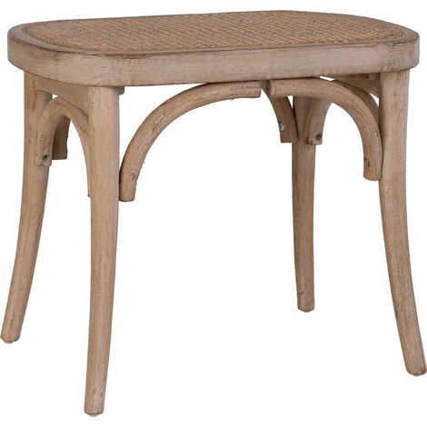 tabouret en bois marron assise en rotin style contemporain - bois naturel marron clair (1/5)