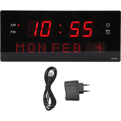 Horloge murale LED décorative, cadre noir, Style élégant, trous de suspension, affichage numérique, bureau électrique
