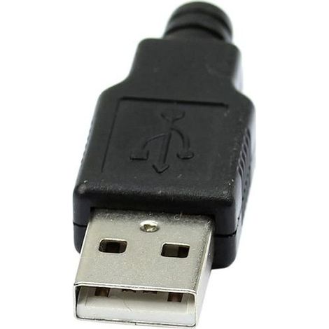 Conector USB tipo A macho soldadura 4 pin  Negro (1/4)