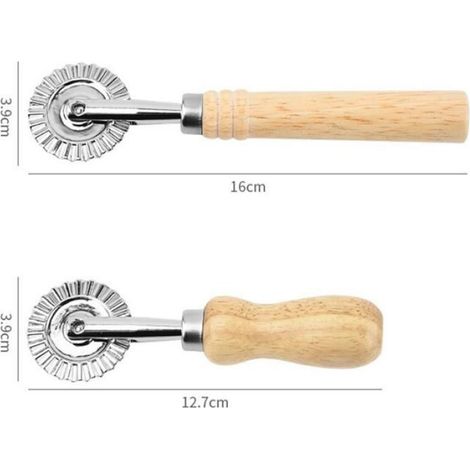 Roue De Coupe-Pates - Alliage De Zinc Et Bois - Pour Raviolis Pizza Pates Fraiches - 2 Unites (1/4)