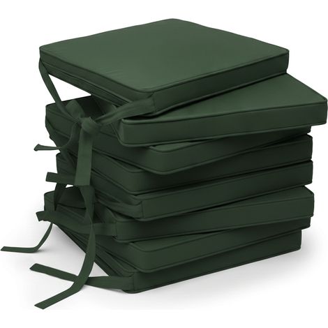 8er Set Loft SK Stuhlkissen 45x40cm Bänder rutschfest Dunkelgrün