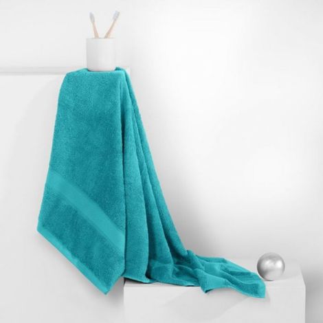 Serviette De Bain - 50 X 100 Cm - 70% Coton 30% Viscose De Bambou - Turquoise - 425 G M2 - 1 Pièce (1/4)