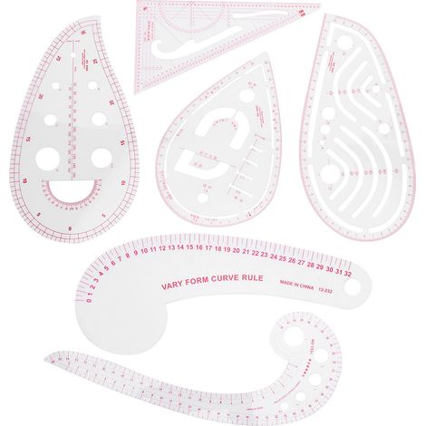 6 Pièces Règle Couture Outils de Tailleur Léger Multifonctionnel en Plastique pour Vêtements (1/5)