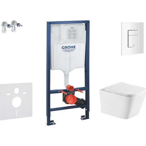 Grohe Rapid SL - Set Vorwandelement, WC Arkas I mit Softclose-Sitz und Skate Cosmopolitan-Betätigungsplatte, Alpinweiß SANI11BA3115