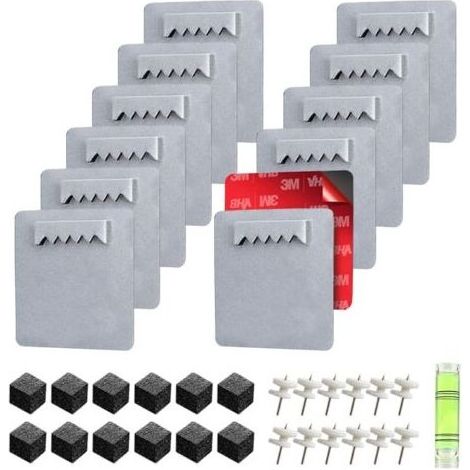 12 Pieces Adhesive Picture Hangers Adhesive Frame Hangers Without Drilling Supports for Photos and Mirrors Adhesive Frame Fixing for Hanging Mirrors or Pictures, Up to 5kg (1/5)