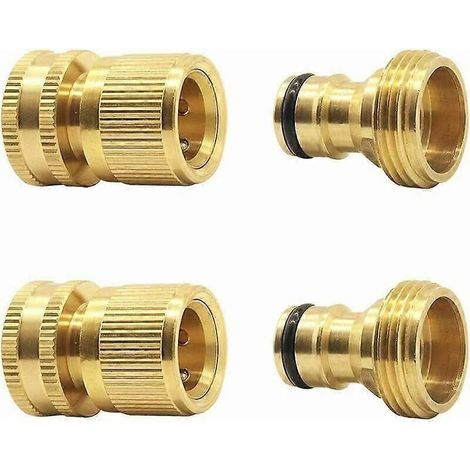 Sets 3/4" Solid Brass Garden Hose Connectors Leak-Free Garden Hose (1/5)