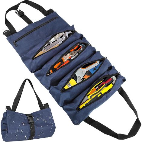 Sac à outils roulant toile 5 poches clés anglaises bleu pour maison et utilisation quotidienne (1/5)