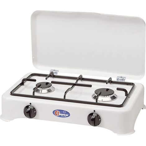 Cf Parker Réchaud à Gaz Portable 2 Feux Ibiza 5326GP GPL Usage Extérieur Blanc