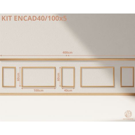 Kit moulures murales décorative 400cm - Cimaises - Plinthes - Style Haussmannien - Encadrement a peindre - 28 pièces (1/5)