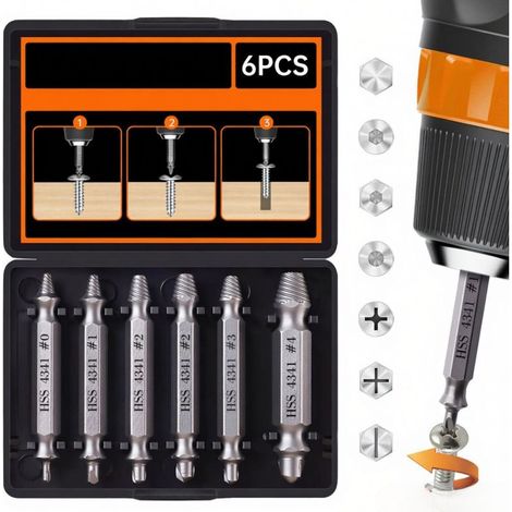 Beyamis Kit estrattori di viti danneggiate – 6 pezzi per viti/dadi/bulloni testa incasinato, compatibile con tutte le punte (1/5)