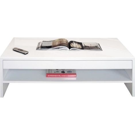 Couchtisch TRIGO weiß - 1 Schublade mit Fächern - 118 x 58 x 39 cm