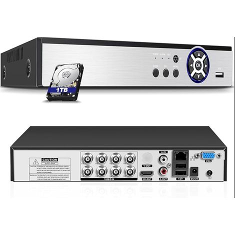 Enregistreur DVR 8 canaux 5 MP H.265+ détection humaine AI, 8 canaux hybrides 6 en 1 CCTV DVR caméra surveillance, prend charge caméras analogiques IP 8 canaux (1/5)