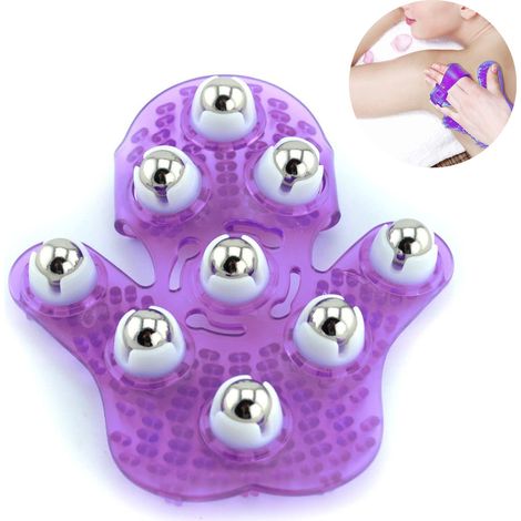 Gant Massageur Rouleau - 9 Boules Métalliques Rotatives 360° - Pour Cou, Dos, Jambes, Pieds et Corps Entier - 1 Pièce (1/5)