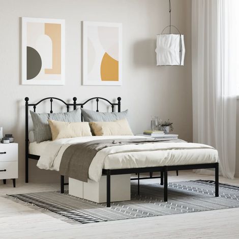 Estructura cama sin colchón con cabecero metal negro 120x200 cm vidaXL (1/5)