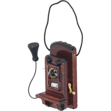 Téléphone miniature pour maison de poupée (échelle 1:12), fixation murale vintage, décoration. (1/5)