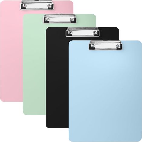 Klembord A4 - Set De 4 Tablettes En Plastique Avec Pince Métal Robuste - Pour Bureau École Et Restaurant - Multicolore (1/5)