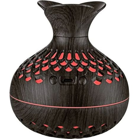Humidificador de aire USB de 300 ml, humidificador de escritorio hueco con forma de jarrón y luces nocturnas de colores B (1/4)