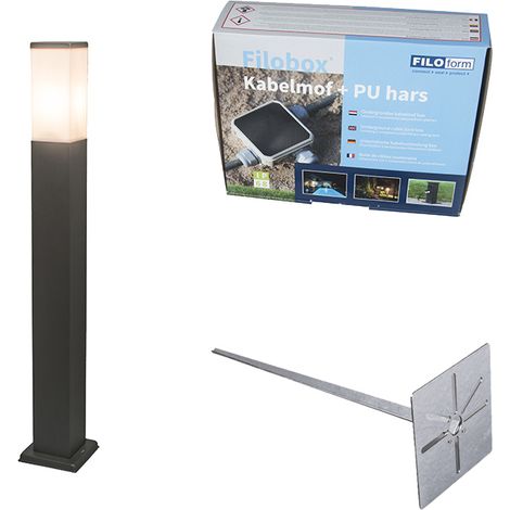 QAZQA + Palo da giardino malios - Moderno - Plastico,Acciaio inossidabile - Bianco/Grigio scuro - Quadrato Max. 1 x Watt