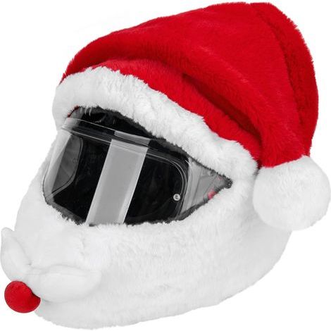 Housse de casque moto Père Noël - Thème Noël + Adaptée aux hommes - Décoration bonnet de Père Noël / Accessoire casque / Accessoire moto de Noël / Housse de casque festive - Idéale pour les motards, l (1/5)