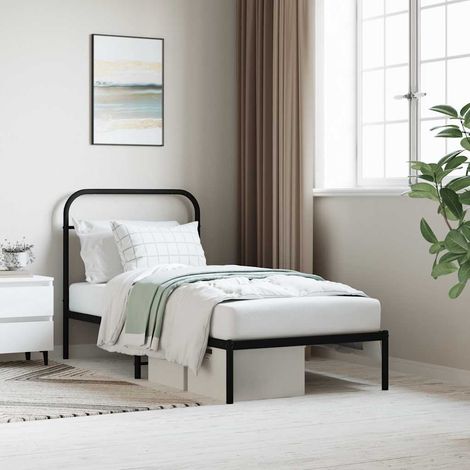 vidaXL Giroletto con Testiera in Metallo Nero 90x190 cm