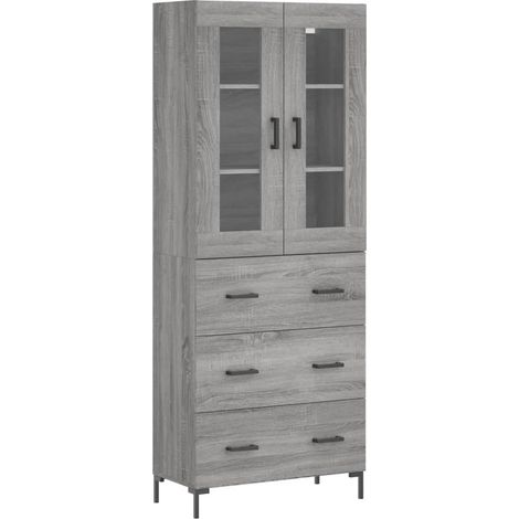 Aparador cajonera mueble almacenaje organizador cocina salón salón alto sonoma 695 x 34 x 180 cm madera de ingeniería gris 020035561