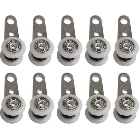 Lot de 10 roulettes pour baies vitrées ou portes coulissantes - métal et plastique - 4,5 x 1,9 cm (1/5)