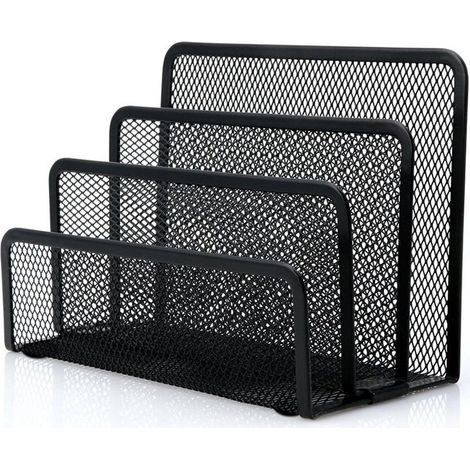 1 organiseur de courrier, trieur à 3 compartiments verticaux en maille métallique, pour bureau ou maison, rangement de dossiers et documents (1/5)
