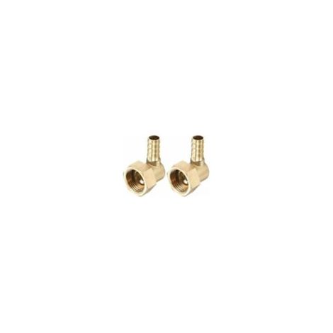 Messing-Winkelstück mit Widerhaken, 10 mm x G1/2 Innengewinde mit Überwurfmutter, geeignet für Wasser, Kraftstoff und Luft – 2er-Pack – Crezuo (1/4)