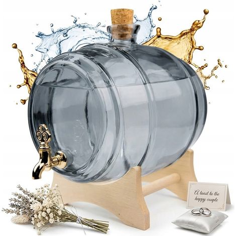 Barril de vidrio de 5 litros, barril para cenizas con grifo. Regalo ideal para bodas y fiestas. (1/5)