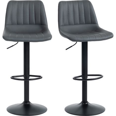 Höhenverstellbarer Barhocker im Retro-Design mit Fußstütze, 2er-Set, Maße 43 x 49,5 x 111 cm