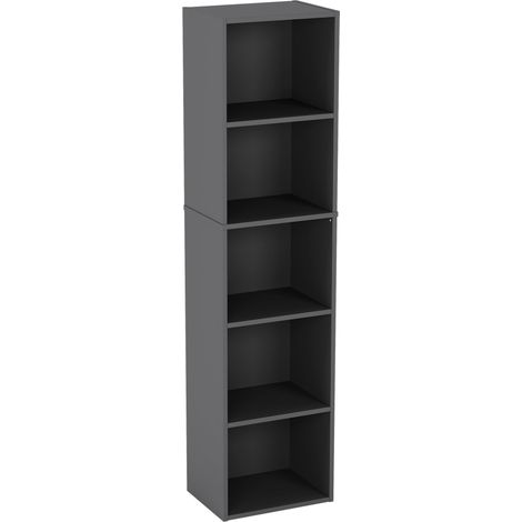 Oxford 5 Tier Cube Bookcase Shelving Storage Unit, Grey