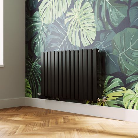ELEGANT Modern Flat Panel Central Heating Radiator Black Horizontal Single Panel Rads 600 x 952mm