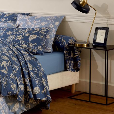 Taie de traversin percale de coton végétal Bleu 86x200 cm
