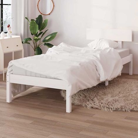 Estructura de cama sin colchón madera maciza blanco 100x200 cm (1/5)