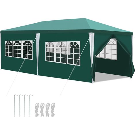 SWANEW Tenda da giardino per feste con pareti laterali 3x6m verde (1/4)