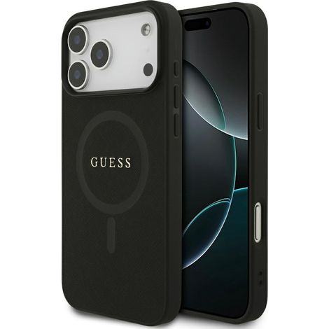 Funda Guess Saffiano Classic Logo MagSafe para iPhone 17 Pro Max negra (1/5)