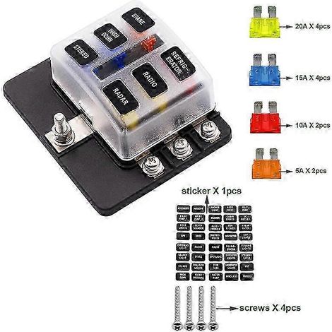 Porte-fusible à lames 12 V/24 V, bloc de jonction modifié à 6 voies avec voyant LED pour voiture, bateau, trike. (1/5)