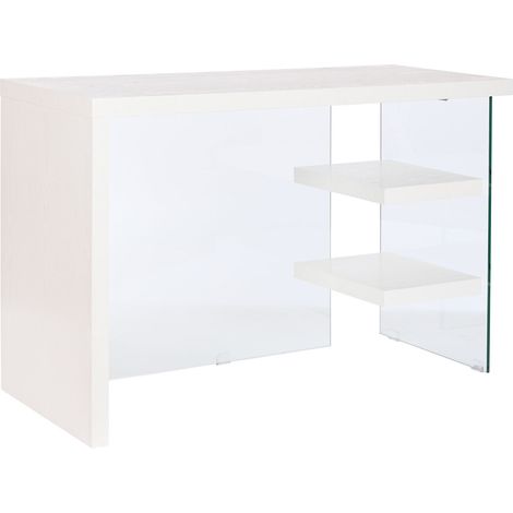 Escritorio Cristal Mdf 120X50X76 Templado Blanco MB207705 (1/5)