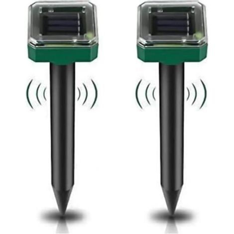 Lot de 2 répulsifs anti-taupes à énergie solaire pour jardin, répulsif antiparasitaire étanche IP65 pour gopher, campagnol et serpent – ​​Répulsif animal haute sensibilité pour pelouse, jardin, cour