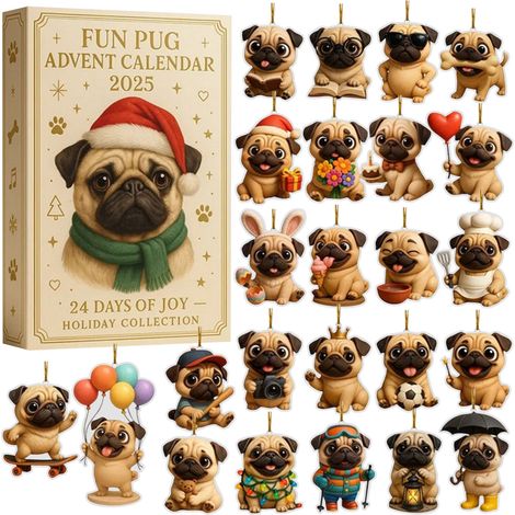 Calendrier De Lavent Pour Chien - Pendentifs Acrylique 2D - 24 Pièces - Décompte Noël - Cadeau Pour Chiens (1/5)
