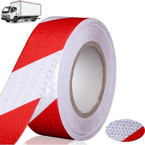Bande Réfléchissante Autocollante 25 m x 5 cm Ruban Reflechissant Adhesif Rouge et Blanc Ruban de Signalisation pour Marquage D'avertissement Sécurité (1/5)